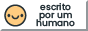 selo com fundo branco, um rosto estilizado sorrindo e com o texto: escrito por um humano